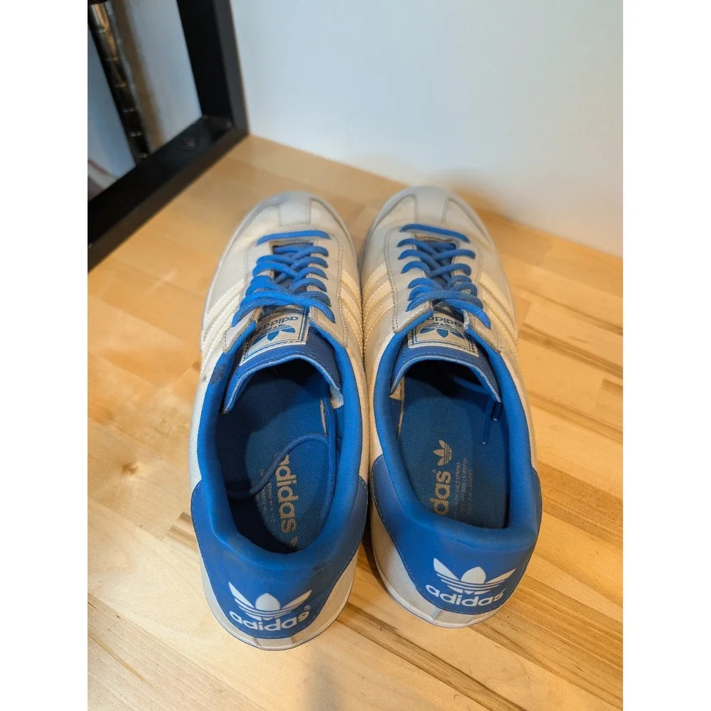 Adidas Samoa‎ Casual Sneakers White Blue Stripe Athletic Shoes Size 12 B2